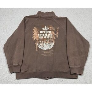 Roma Atletica Sweatshirt Mens XL‎ Brown Full Zip Fleece Ski Eagle Graphic